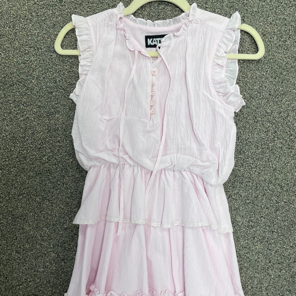 Katie J NYC Light Pink Ruffle Tiered Casual Dress